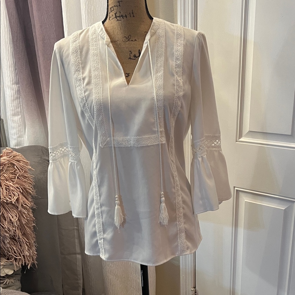 Karl Lagerfeld white Blouse with Tassel Tie